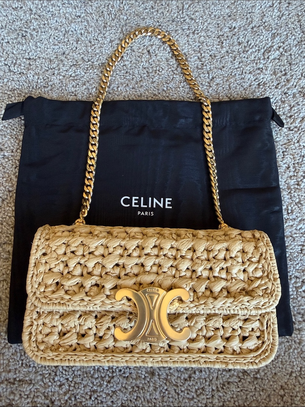 Celine Raffia Shoulder Bag